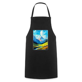 Berge Polen Vintage Reise Poster WPA - Kochschürze - Schwarz - Vorne - AI Model Male 185 dark (185cm)