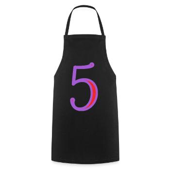 5. 5 ANS. 5e ANNIVERSAIRE. ANNIVERSAIRE 5 ANS - Tablier de cuisine - noir - Devant - AI Model Male 185 dark (185cm)