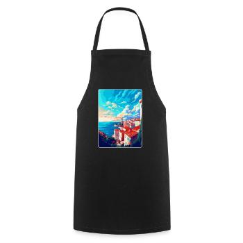 Pula Kroatien Vintage Reiseposter WPA Souvenir - Kochschürze - Schwarz - Vorne - AI Model Male 185 dark (185cm)