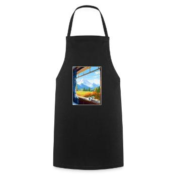 Orient Express Europa Deko Vintage Reiseposter - Kochschürze - Schwarz - Vorne - AI Model Male 185 dark (185cm)