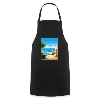 Apulien Italien Vintage Reiseposter WPA Souvenir - Kochschürze - Schwarz - Vorne - AI Model Male 185 dark (185cm)