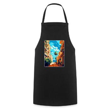 Malaga Espagne Affiche de voyage vintage WPA Souvenir - Tablier de cuisine - noir - Devant - AI Model Male 185 dark (185cm)
