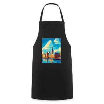 Helsingborg Sweden Vintage Travel Poster Souvenir - Cooking Apron - black - Front - AI Model Male 185 dark (185cm)