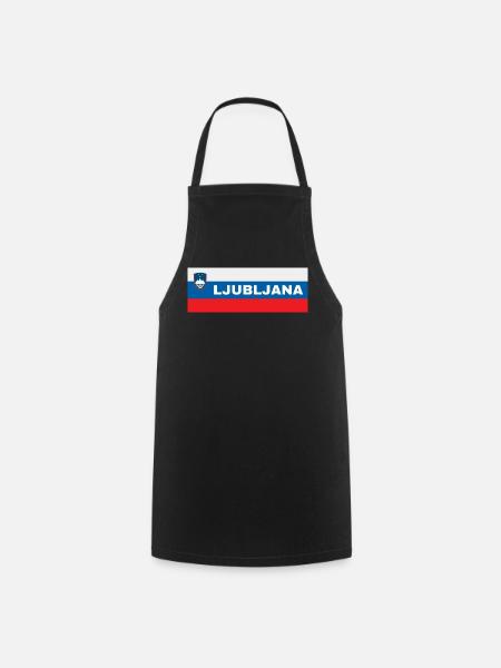 Ljubljana City in Slovenian Flag - Cooking Apron - black