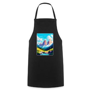 Dolomiten Italien Vintage Reiseplakat Souvenir WPA - Kochschürze - Schwarz - Vorne - AI Model Male 185 dark (185cm)