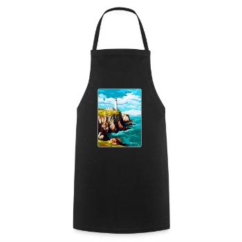 South Stack Cliffs Anglesey Vintage Reiseposter - Kochschürze - Schwarz - Vorne - AI Model Male 185 dark (185cm)