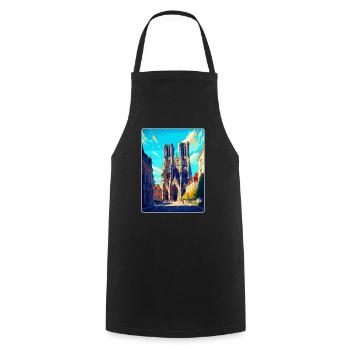 Reims Frankreich Vintage Reiseposter WPA Souvenir - Kochschürze - Schwarz - Vorne - AI Model Male 185 dark (185cm)