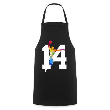 NUMMER 14 BASKETBALL 14. GEBURTSTAG - Kochschürze - Schwarz - Vorne - AI Model Male 185 dark (185cm)
