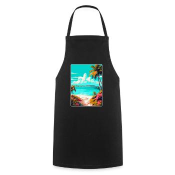 Turks Caicos Islands Caribbean Travel Poster WPA - Cooking Apron - black - Front - AI Model Male 185 dark (185cm)