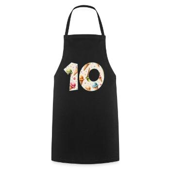 EISCREME NUMMER 10 JAHRE EIS 10. GEBURTSTAG - Kochschürze - Schwarz - Vorne - AI Model Male 185 dark (185cm)