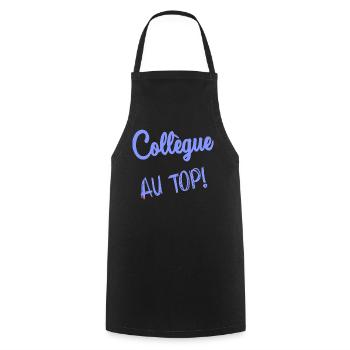 COLLEAGUE. START. RETIREMENT. EMPLOYMENT. HUMOR - Cooking Apron - black - Front - AI Model Male 185 dark (185cm)