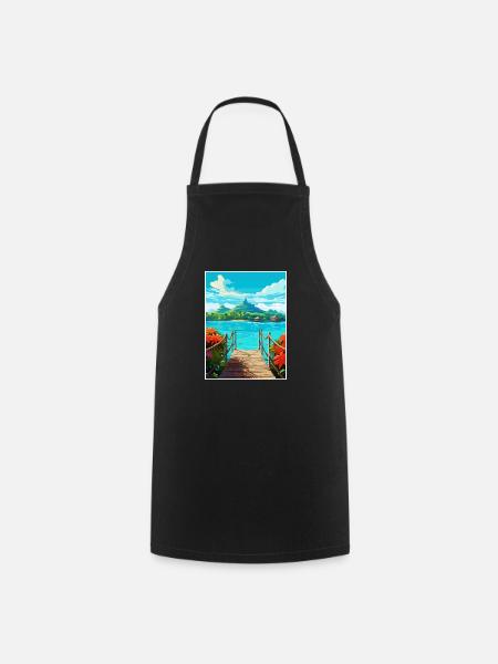 Bora Französisch-Polynesien Vintage Reiseposter WPA - Kochschürze - Schwarz