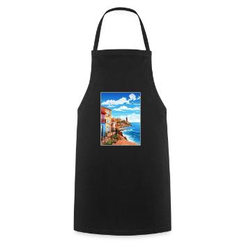 Asturien Spanien Vintage Reiseplakat WPA Souvenir - Kochschürze - Schwarz - Vorne - AI Model Male 185 dark (185cm)