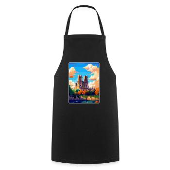 Notre Dame France Vintage Travel Poster Souvenir - Cooking Apron - black - Front - AI Model Male 185 dark (185cm)