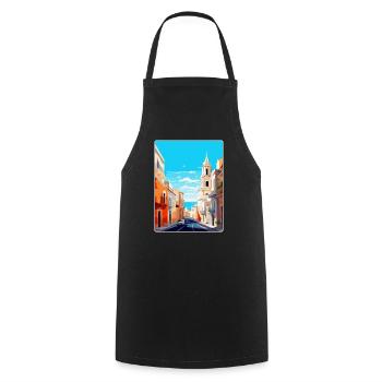 Cadix Espagne Affiche de voyage vintage WPA Art Souvenir - Tablier de cuisine - noir - Devant - AI Model Male 185 dark (185cm)