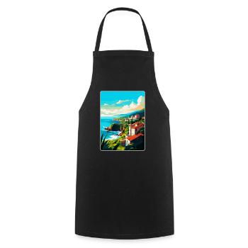 Affiche de voyage vintage de Sao Miguel Portugal Souvenir - Tablier de cuisine - noir - Devant - AI Model Male 185 dark (185cm)