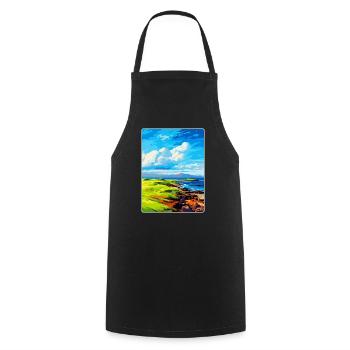 Île de Muck Écosse Royaume-Uni Affiche de voyage souvenir - Tablier de cuisine - noir - Devant - AI Model Male 185 dark (185cm)
