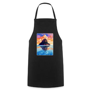 Mont Saint Michel Frankreich Vintage Reiseposter WPA - Kochschürze - Schwarz - Vorne - AI Model Male 185 dark (185cm)