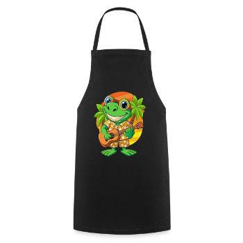 Lustiger Frosch Cartoon Sommer Strand Sonnenbrille Gitarre - Kochschürze - Schwarz - Vorne - AI Model Male 185 dark (185cm)