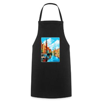 Danzig Polen Vintage Reiseposter WPA Souvenir - Kochschürze - Schwarz - Vorne - AI Model Male 185 dark (185cm)