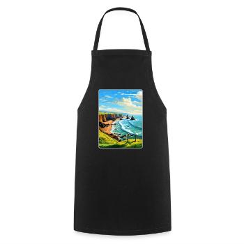 Hartland Quay Devon Vintage Travel Poster Souvenir - Cooking Apron - black - Front - AI Model Male 185 dark (185cm)