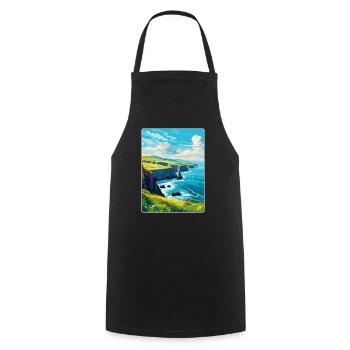 Péninsule de Dingle Irlande Royaume-Uni Affiche de voyage vintage - Tablier de cuisine - noir - Devant - AI Model Male 185 dark (185cm)