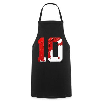 NR. 10 NUMMER 10 ROT WEIß 10. GEBURTSTAG - Kochschürze - Schwarz - Vorne - AI Model Male 185 dark (185cm)