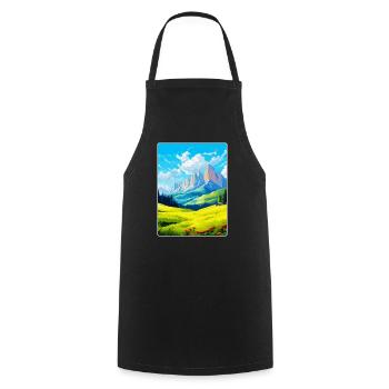 Dolomiten Italien Vintage Reiseplakat Souvenir WPA - Kochschürze - Schwarz - Vorne - AI Model Male 185 dark (185cm)