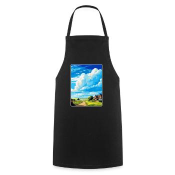 New Romney England Uk Vintage Travel Poster WPA - Cooking Apron - black - Front - AI Model Male 185 dark (185cm)
