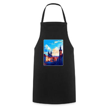 Prague Czech Republic Vintage Travel Poster WPA - Cooking Apron - black - Front - AI Model Male 185 dark (185cm)