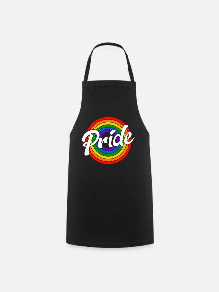 Pride Retro Regenbogen - Kochschürze - Schwarz