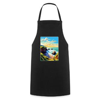 Hartland Quay Devon Vintage Travel Poster Souvenir - Cooking Apron - black - Front - AI Model Male 185 dark (185cm)