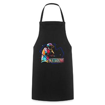 Kraftvoller Beatbox Mundpercussion - Kochschürze - Schwarz - Vorne - AI Model Male 185 dark (185cm)