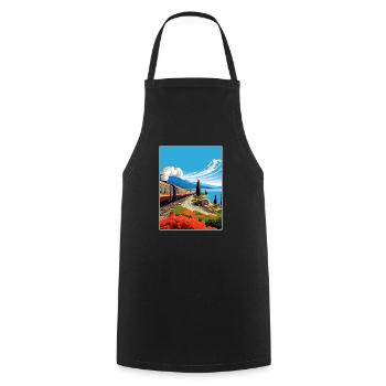 Orient Express Europa Deko Vintage Reiseposter - Kochschürze - Schwarz - Vorne - AI Model Male 185 dark (185cm)