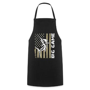 Springender Marlin mit US Flagge Hochseefischen - Kochschürze - Schwarz - Vorne - AI Model Male 185 dark (185cm)