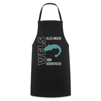 Wels angeln Waller fischen Sportfischen auf Wels - Kochschürze - Schwarz - Vorne - AI Model Male 185 dark (185cm)