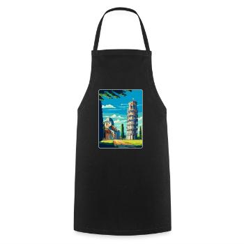 Pisa Italien Vintage Reiseplakat Souvenir Souvenir - Kochschürze - Schwarz - Vorne - AI Model Male 185 dark (185cm)