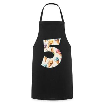 CREAM NUMBER 5 YEARS CREAM 5TH BIRTHDAY - Cooking Apron - black - Front - AI Model Male 185 dark (185cm)