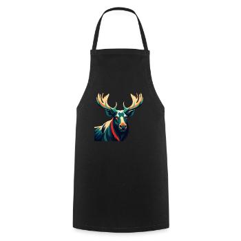 Moose Cartoon Character Colorful Pet Animal - Cooking Apron - black - Front - AI Model Male 185 dark (185cm)
