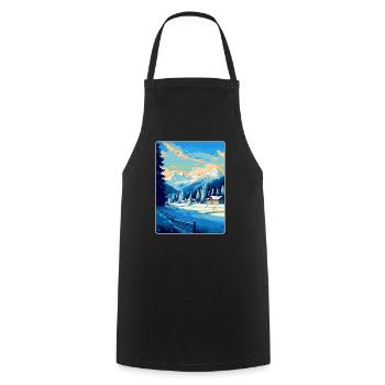 Kitzbuhel Austria Vintage Travel Poster Souvenir - Cooking Apron - black - Front - AI Model Male 185 dark (185cm)