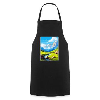 Picos De Europa National Park Spain Travel Poster - Cooking Apron - black - Front - AI Model Male 185 dark (185cm)
