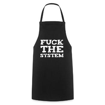Fuck The System - Kochschürze - Schwarz - Vorne - AI Model Male 185 dark (185cm)
