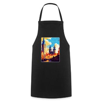 Prague Czech Republic Vintage Travel Poster WPA - Cooking Apron - black - Front - AI Model Male 185 dark (185cm)