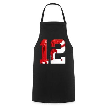 NON. 12 NUMÉRO 12 ROUGE BLANC 12E ANNIVERSAIRE - Tablier de cuisine - noir - Devant - AI Model Male 185 dark (185cm)