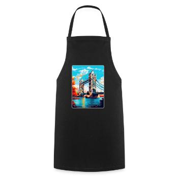 Tower Bridge England Uk Travel Poster Souvenir WPA - Cooking Apron - black - Front - AI Model Male 185 dark (185cm)