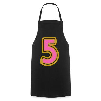 5. 5 ANS. 5e ANNIVERSAIRE. ANNIVERSAIRE 5 ANS - Tablier de cuisine - noir - Devant - AI Model Male 185 dark (185cm)