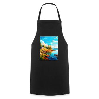 Ålandinseln Finnland Vintage Reiseplakat WPA - Kochschürze - Schwarz - Vorne - AI Model Male 185 dark (185cm)