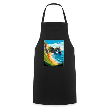Durdle Door England Uk Reise Poster Souvenir WPA - Kochschürze - Schwarz - Vorne - AI Model Male 185 dark (185cm)