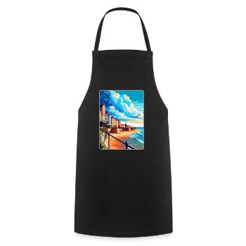 Cromer England Uk Vintage Reiseposter Souvenir - Kochschürze - Schwarz - Vorne - AI Model Male 185 dark (185cm)