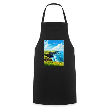 Péninsule de lézard, Cornouailles, Angleterre, Royaume-Uni, Affiche de voyage - Tablier de cuisine - noir - Devant - AI Model Male 185 dark (185cm)